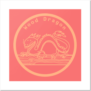 Wood Dragon Year of the Dragon Peach Fuzz Line Posters and Art